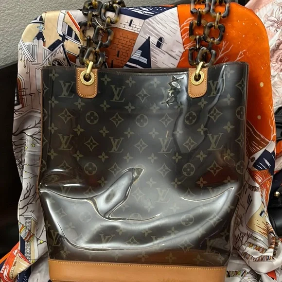 Louis Vuitton Transparent Monogram Tote with Brown Accents- used - Picture 1 of 12